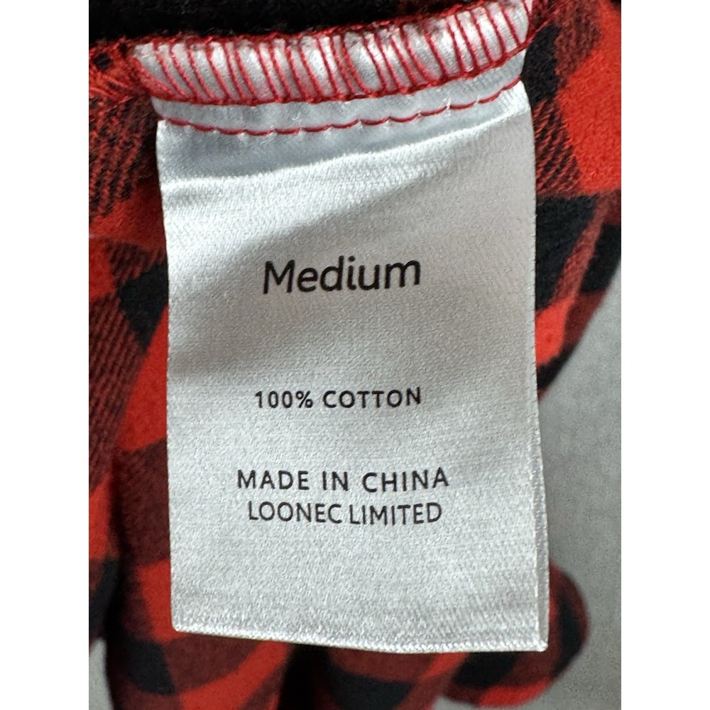 Latuza Buffalo Plaid‎ Flannel Nightgown Dress Red Black Cotton Medium - Picture 10 of 14